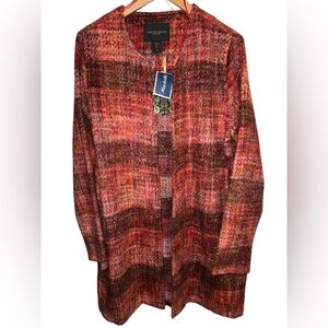 Christian Siriano New York Wool Blend Plaid Open Front Jacket Size Medium new